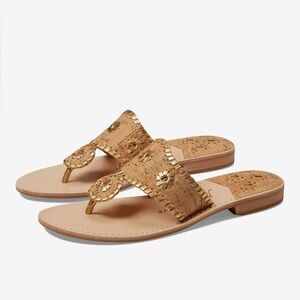 Jack Rogers Jacks Flat Sandal in natural cork/gold - size 11